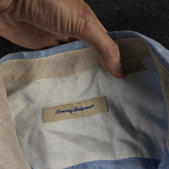 Tommy Bahama Mens Blue Linen Short Sleeve Button Down Shirt Breathable Size L - Picture 3 of 12